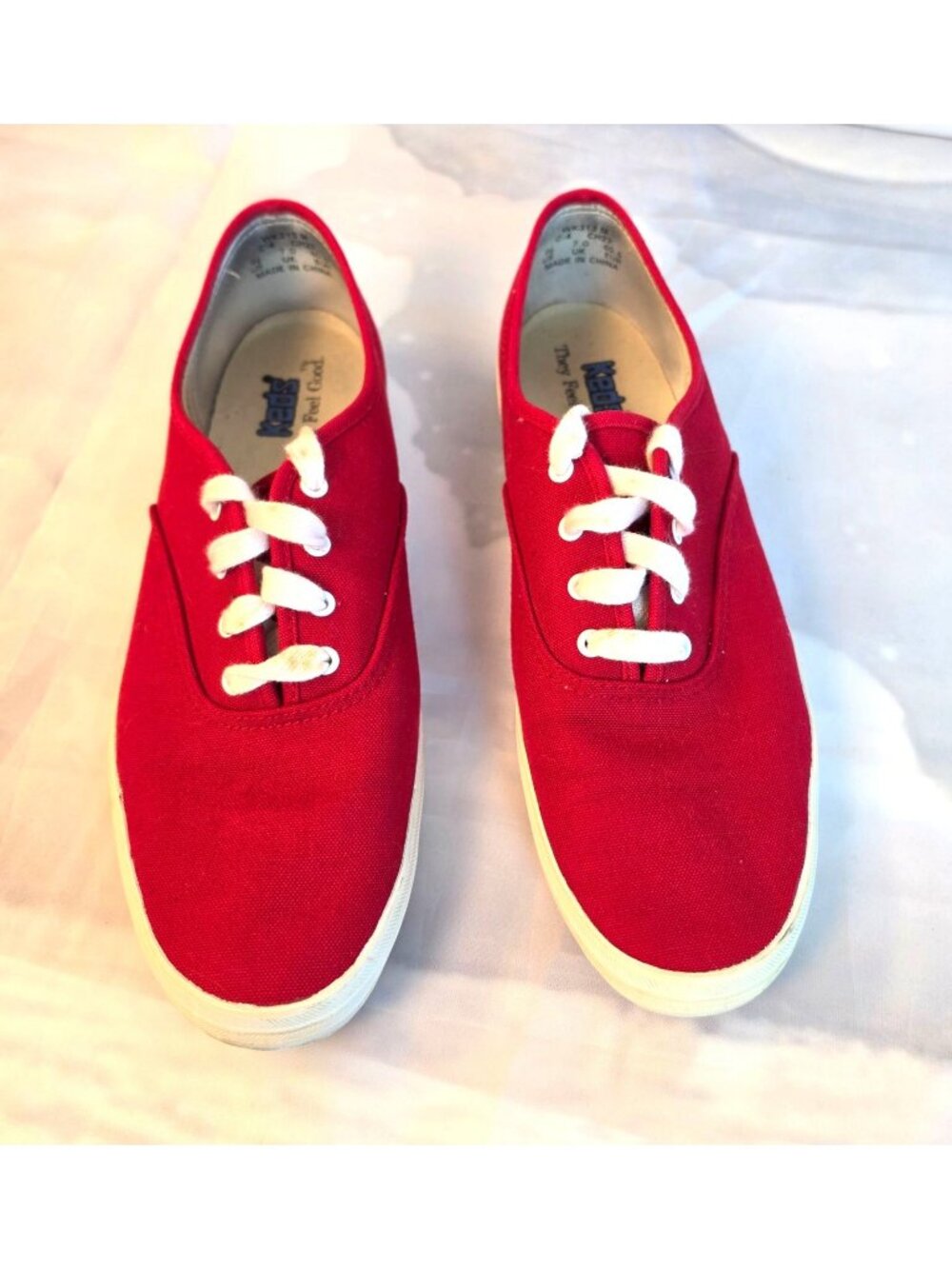 Keds Champion Red Canvas Sneakers Women Size 9.5 Lace Up Casual Shoes